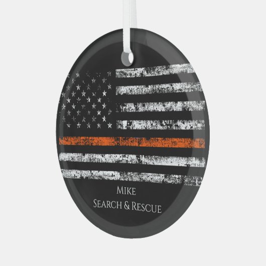 Suche und Rettung dünner Orangenschmuck - Kust Ornament Aus Glas (Vorderseite links)