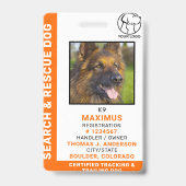 Suche und Rettung Hund-ID SAR K9 Logo-Foto Ausweis (Front)