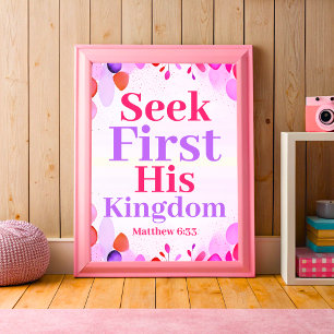 Suche zuerst Sein Königreich Boho Christliches Tee Poster
