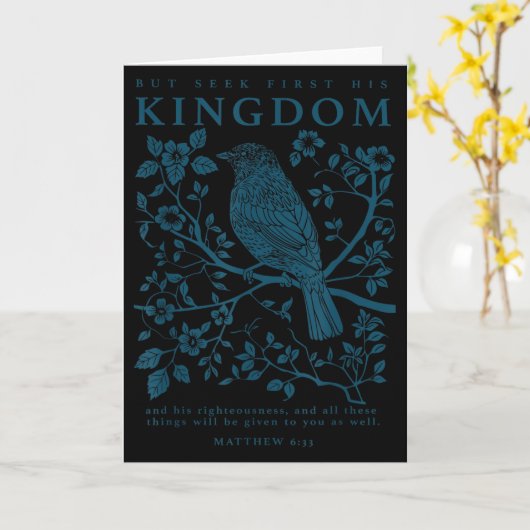 Suche zuerst sein Reich Matthäus 6_33 Christlicher Karte (Gelbe Blume)