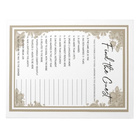 Suchen des Game Notepad Notizblock (Vorderseite)