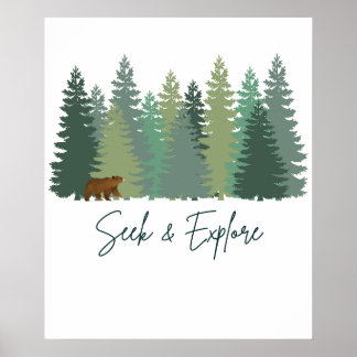 Suchen & Erkunden Bär im Wald Digital-Download Poster