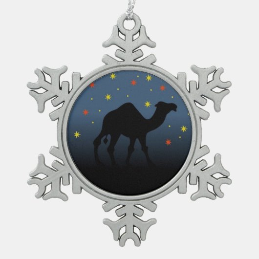 Suchen nach einem Stern Schneeflocken Zinn-Ornament (Vorderseite)