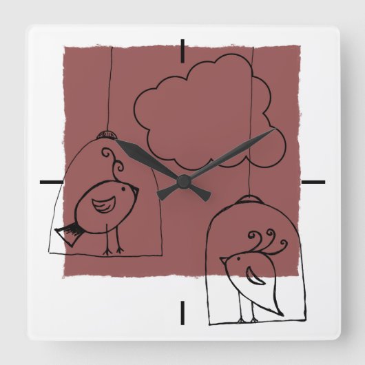 Suchen nach Freiheit Quadratische Wanduhr (Vorderseite)