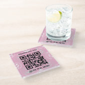 Suchen nach Menu QRcode mit personalisiertem Pk LP Glasuntersetzer (Schrägansicht)