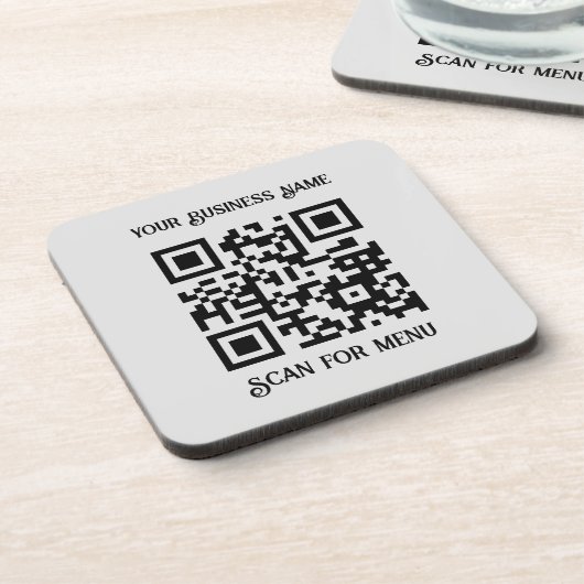 Suchen nach Menu QRcode mit Personalisierung LGrey Getränkeuntersetzer (Linke Seite)