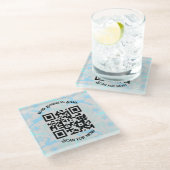 Suchen nach Menu QRcode mit Personalisierung LGrey Glasuntersetzer (Schrägansicht)