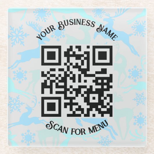 Suchen nach Menu QRcode mit Personalisierung LGrey Glasuntersetzer (Vorderseite)