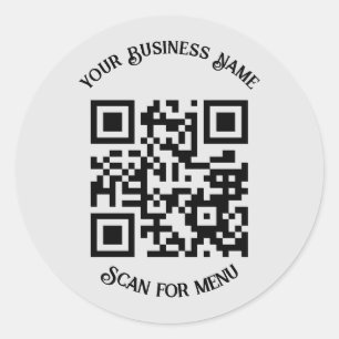 Suchen nach Menu QRcode mit Personalisierung LGrey Runder Aufkleber