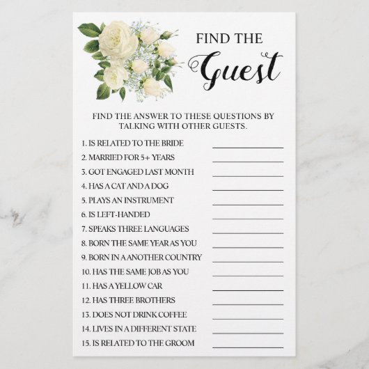 Suchen Sie die Gast-Brautparty-Game-Karte Flyer (Vorne)