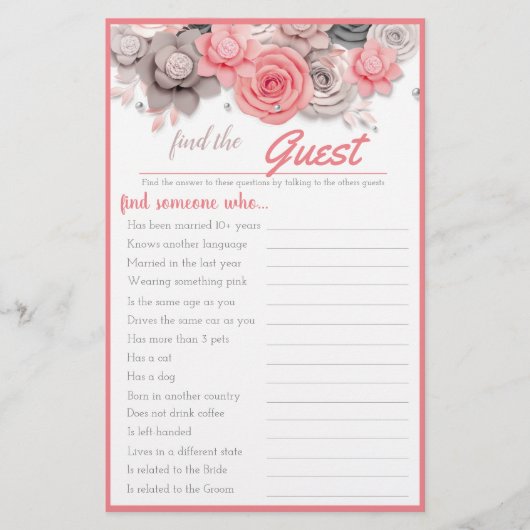 Suchen Sie die Gast Bridal Game Card Flyer (Vorne)