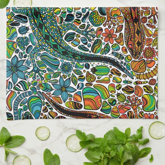 Suchen Sie die Geckos Geschirrtuch (Gefaltet)