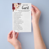 Suchen Sie die Guest Marsala Brautparty Game Card Flyer (Handgriff)