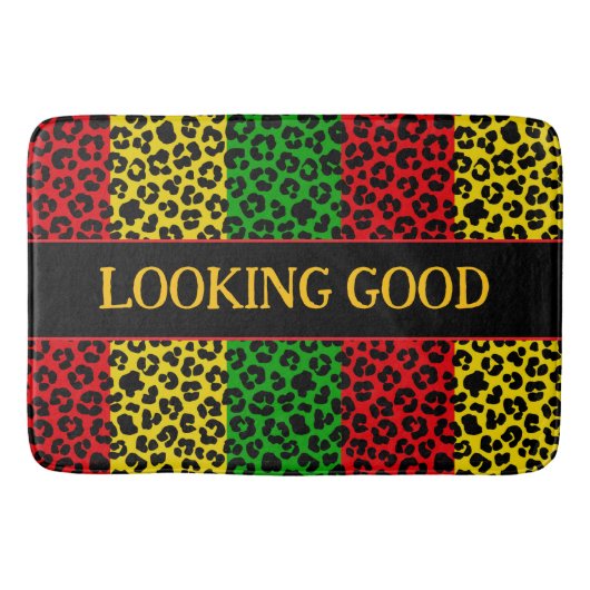 Suchen Sie gute Zitate Rasta Leopard Print Badematte (Vorderseite)