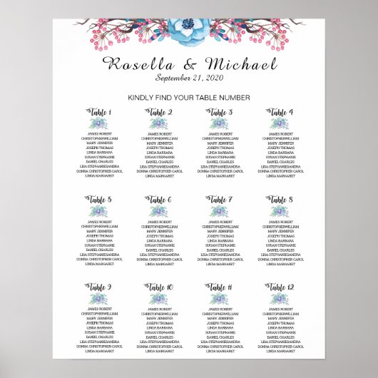 Suchen Sie Ihre Tischnummer - Sitzkarte Poster (Vorne)