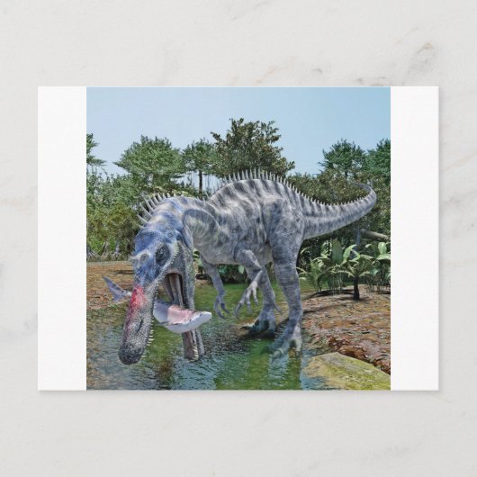 Suchomimus Dinosaurier aß einen Hai in einem Sumpf Postkarte (Vorderseite)