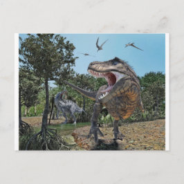 Suchomimus und Tyrannosaurus Meet Postkarte