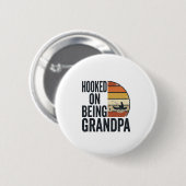 Süchtig danach, Opa Angelsport Retro-Vektor-Design Button (Vorne & Hinten)