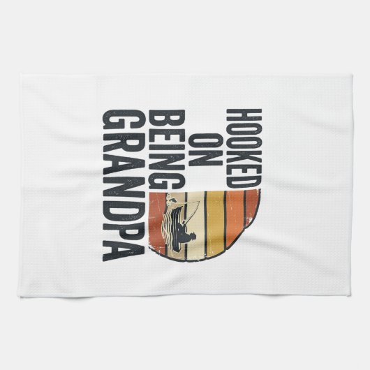 Süchtig danach, Opa zu sein, Retro-Vektor-Design f Geschirrtuch (Horizontal)
