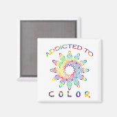 Süchtig nach Farbe Regenbogen-Mandala-Design Magnet (Vorderseite/Rückseite)