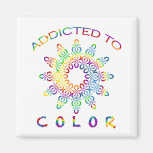 Süchtig nach Farbe Regenbogen-Mandala-Design Magnet
