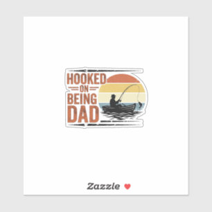 Süchtig Nach Sein Dad Vintage Fishing Shirt Design Aufkleber