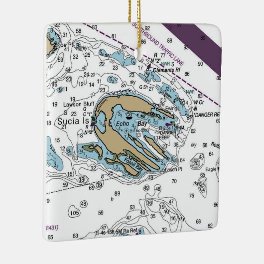 Sucia Island WA Chart Keramikornament (Rechts)