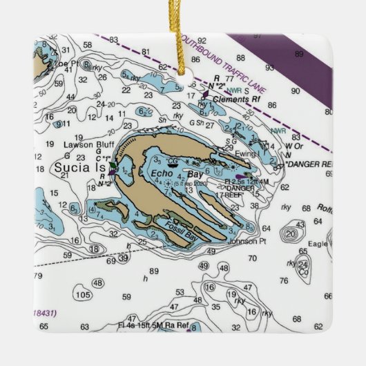 Sucia Island WA Chart Keramikornament (Vorderseite)