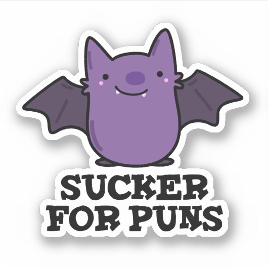 Sucker for Puns Funny Baby Bat Puff Aufkleber (Vorderseite)