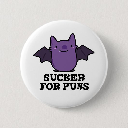Sucker for Puns Funny Baby Bat Puff Button (Vorderseite)