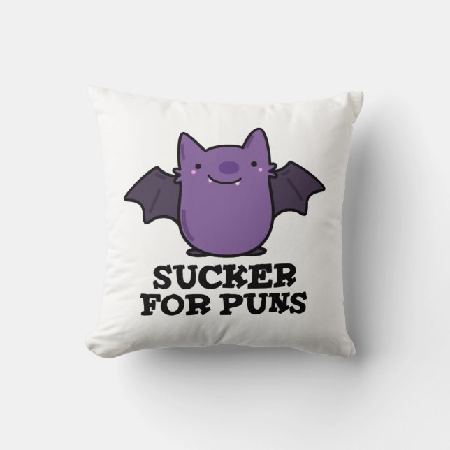 Sucker for Puns Funny Baby Bat Puff Kissen (Vorderseite)