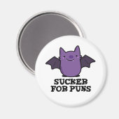 Sucker for Puns Funny Baby Bat Puff Magnet (Vorderseite/Rückseite)
