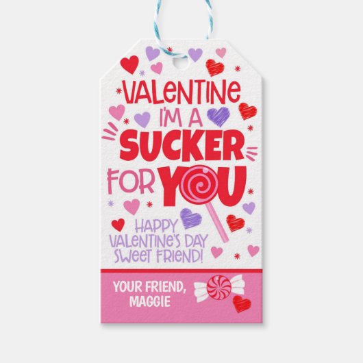 Sucker für Sie Valentine Gefallen Tag Geschenkanhänger (Vorderseite)