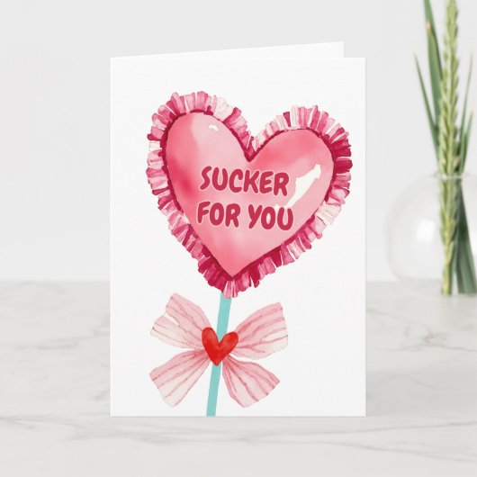 Sucker für Sie Valentinstag Wasserfarbe Dankeskarte (Vorderseite)