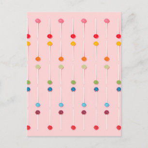 Suckers Lollypop Candy Rainbow Postkarte