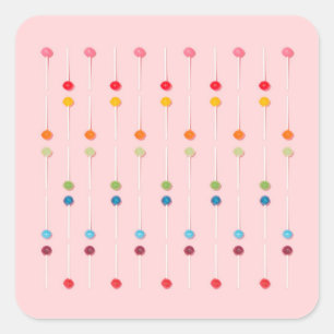 Suckers Lollypop Candy Rainbow Quadratischer Aufkleber