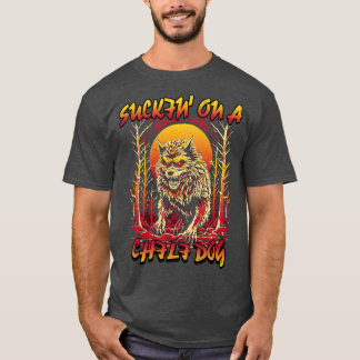 Suckin auf einem Chili Hund Meme Funny Wolf Badass T-Shirt