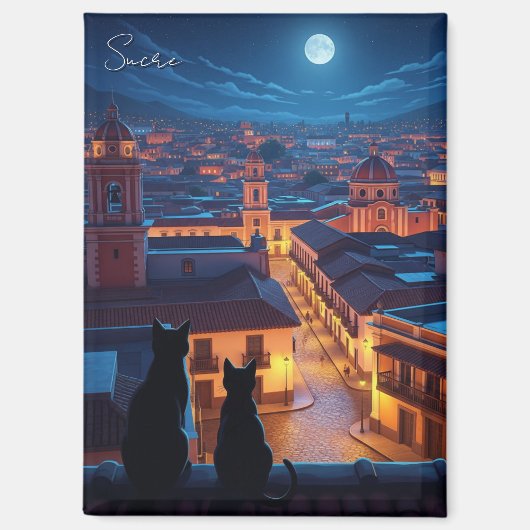 Sucre Bolivia Katzen Nacht Magnet (Vorderseite)