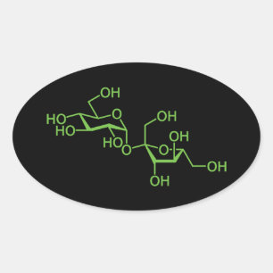 Sucrose Zucker Molekül Chemisches Diagramm Ovaler Aufkleber