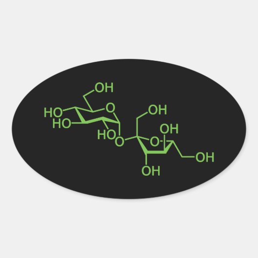 Sucrose Zucker Molekül Chemisches Diagramm Ovaler Aufkleber (Vorderseite)