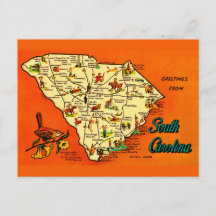 Süd-Carolina Retro-Orange-Postkarte