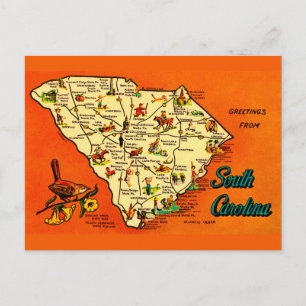 Süd-Carolina Retro-Orange-Postkarte Postkarte