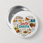 Süd-Dakota Retro-Reise-Ikonen mit Charme Button (Vorne & Hinten)