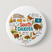 Süd-Dakota Retro-Reise-Ikonen mit Charme Button (Vorderseite)
