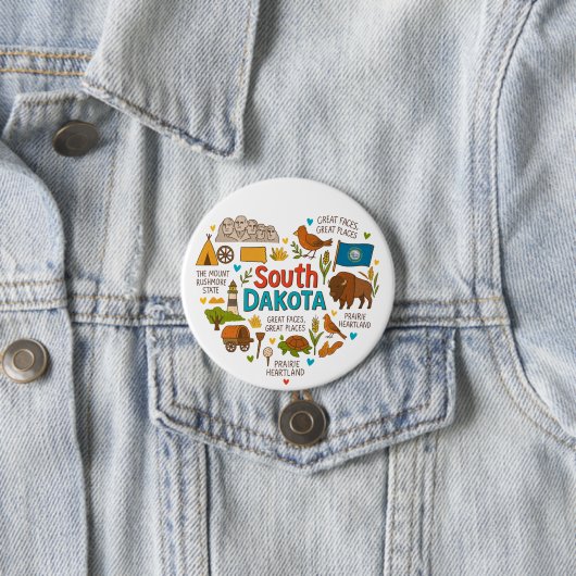 Süd-Dakota Retro-Reise-Ikonen mit Charme Button (Beispiel)