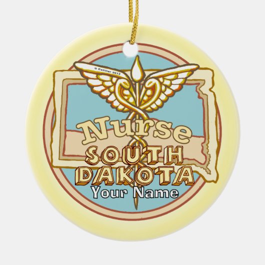 Süd-Dakota-Schwester Caduceus Keramik Ornament (Vorne)