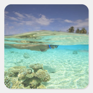 Süd-Huvadhoo-Atoll, südliche Malediven, Indischer Quadratischer Aufkleber