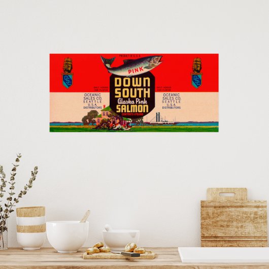 Süd-Lachs-Label - Seattle, WA Poster (Küche)
