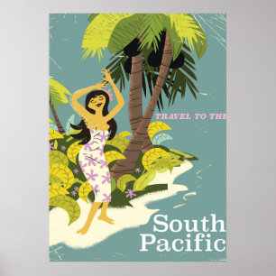 Süd-Pazifik Vintage-Reiseposter Poster