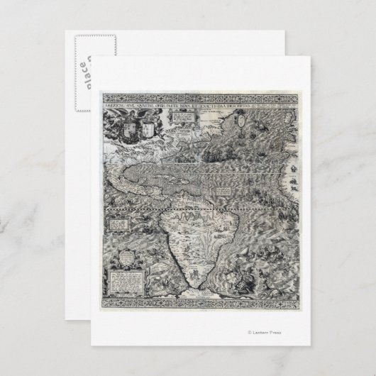 Süd- und Teil Nordamerikas - Panorama Postkarte (Vorne/Hinten)